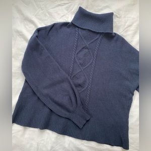 Old navy balloon sleeve cropped turtleneck sweater size large blue